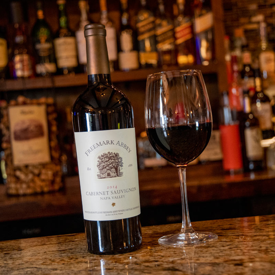 Freemark Abbey Cabernet Sauvignon bottle and glass