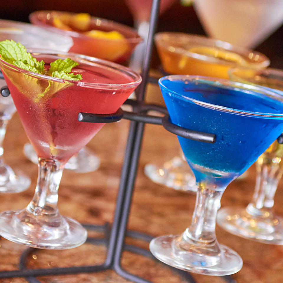 Colorful cocktail flight